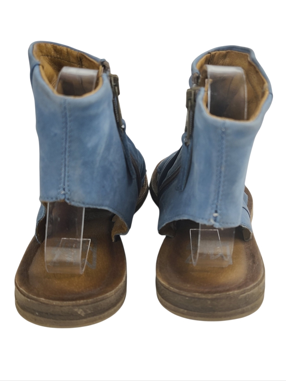 Miz Mooz Fizzy Blue Suede Women's Open-Toe Sandals Low Wedge Size 38/7.5 - Picture 6 of 16